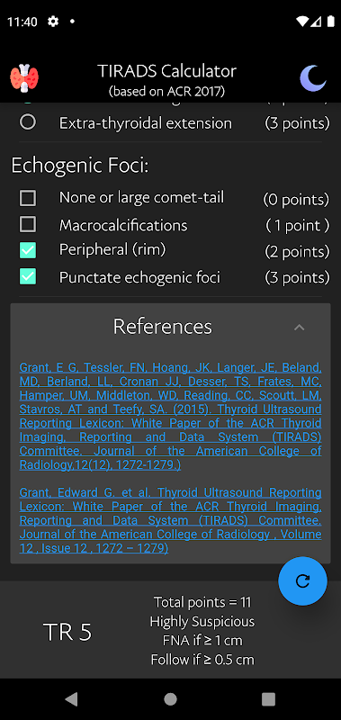 TIRADS Calculator