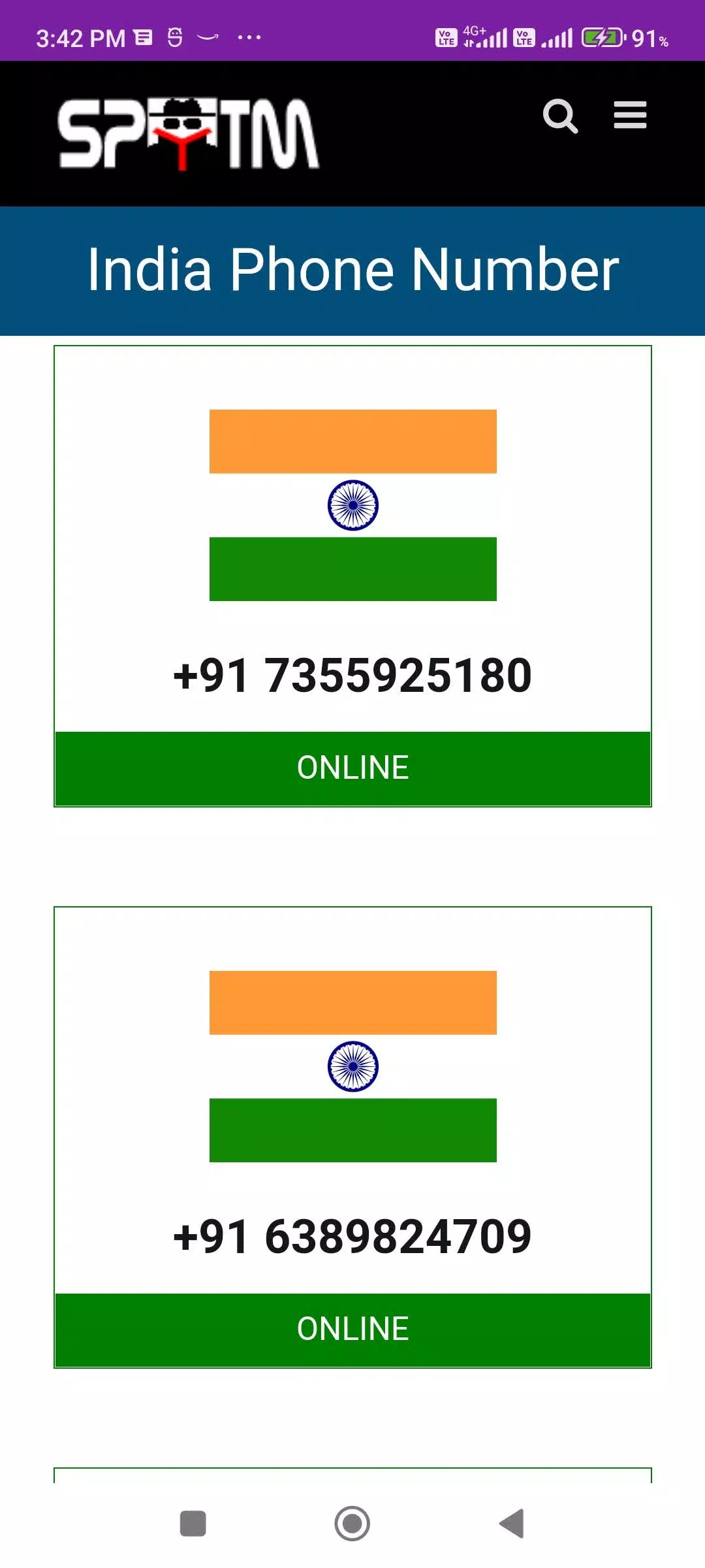 Receive SMS Online - India