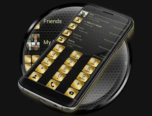 Dialer Theme Metal Gold Dots