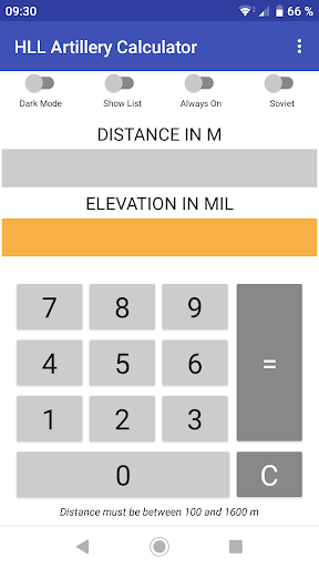 HLL Artillery Calculator