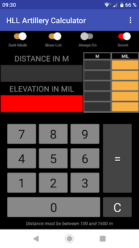 HLL Artillery Calculator