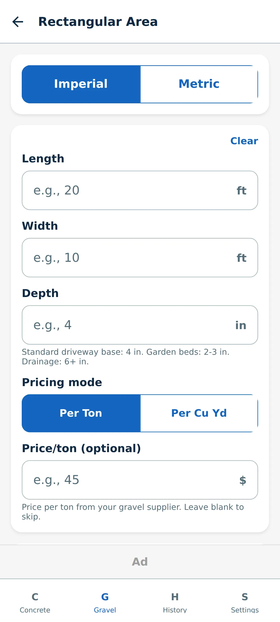 Concrete & Gravel Calc Concrete & Gravel Calc