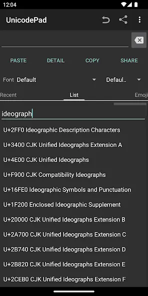 Unicode Pad Unicode Pad