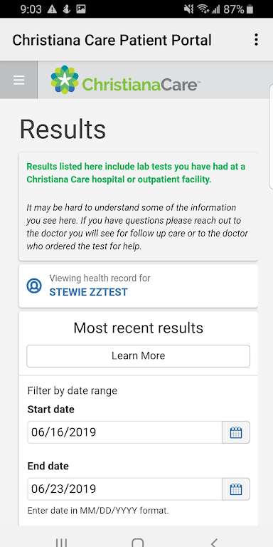 Christiana Care Patient Portal
