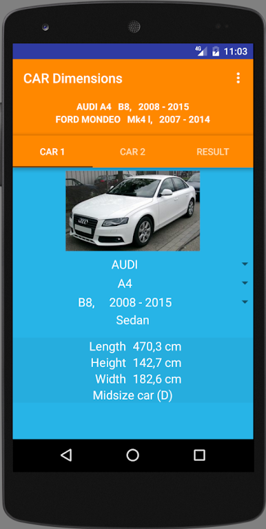 Car size comparison tool