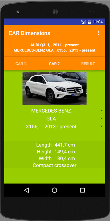 Car size comparison tool