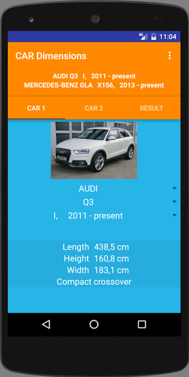 Car size comparison tool