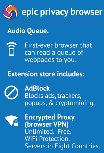 Epic Privacy Browser with AdBlock, Vault, Free VPN