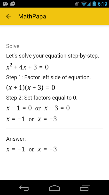 MathPapa - Algebra Calculator