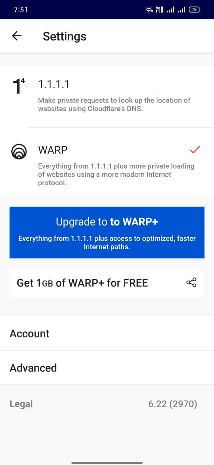 1.1.1.1 VPN + WARP
