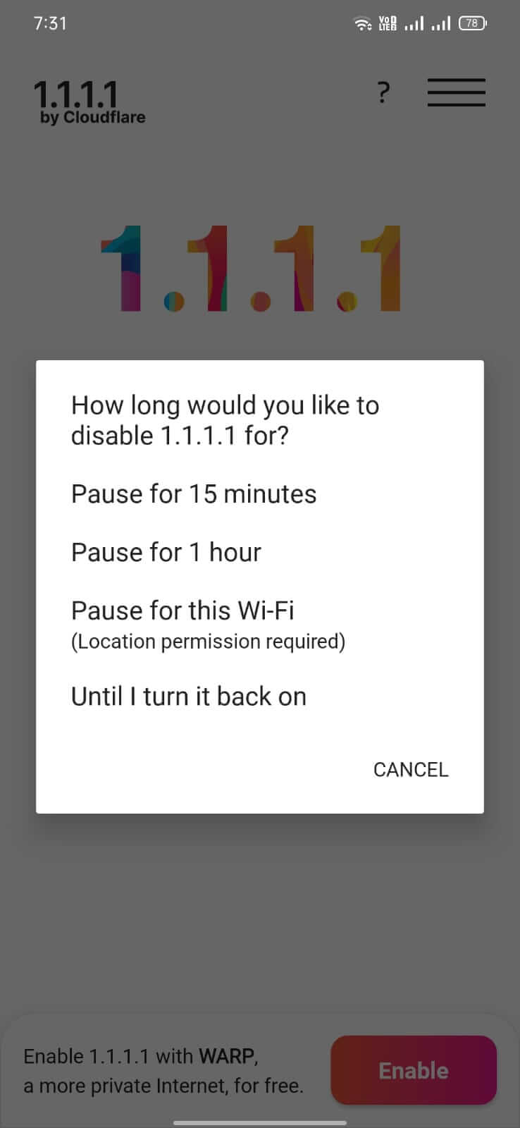 1.1.1.1 VPN + WARP