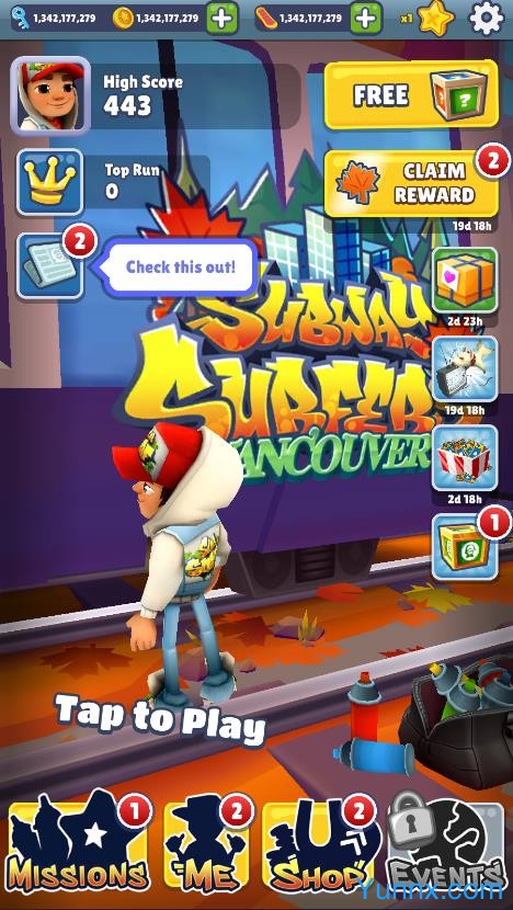 Subway Surfers menu