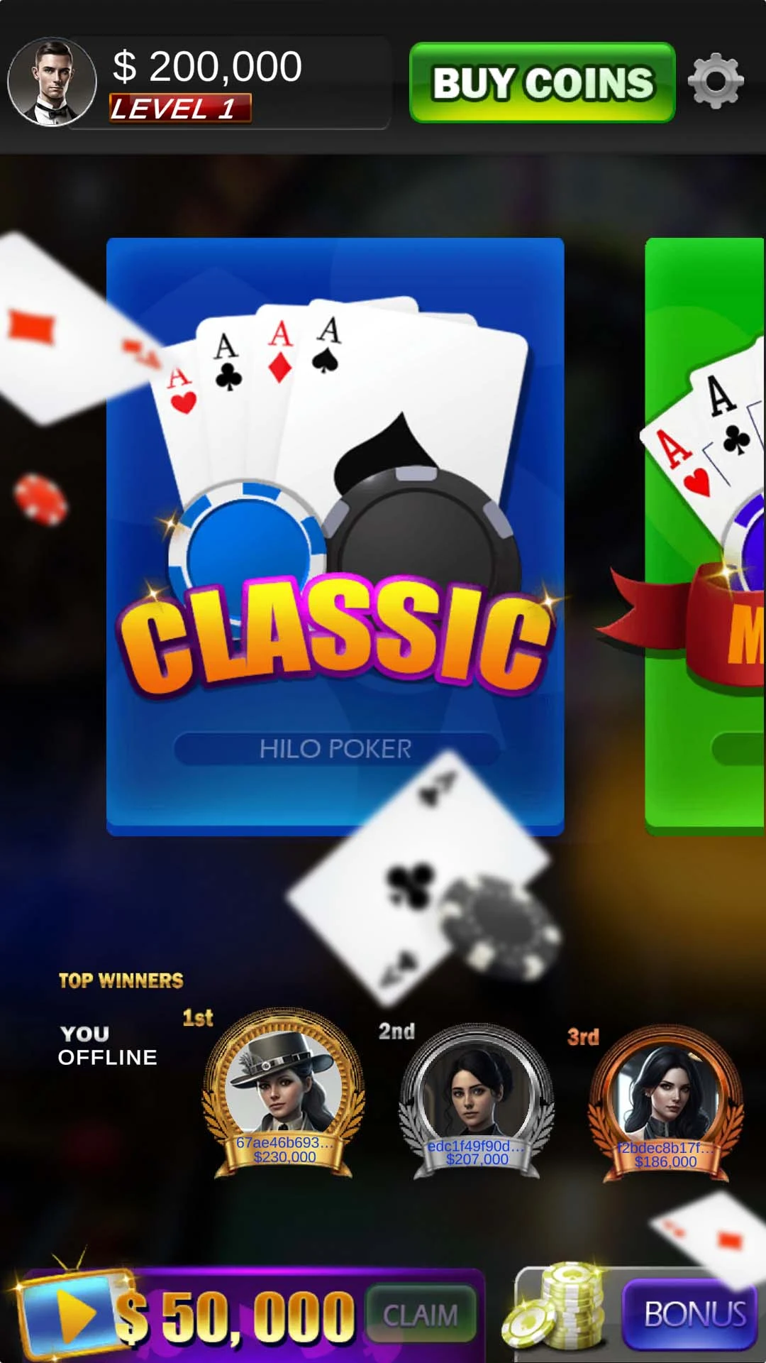 HiLo Poker Casino Game